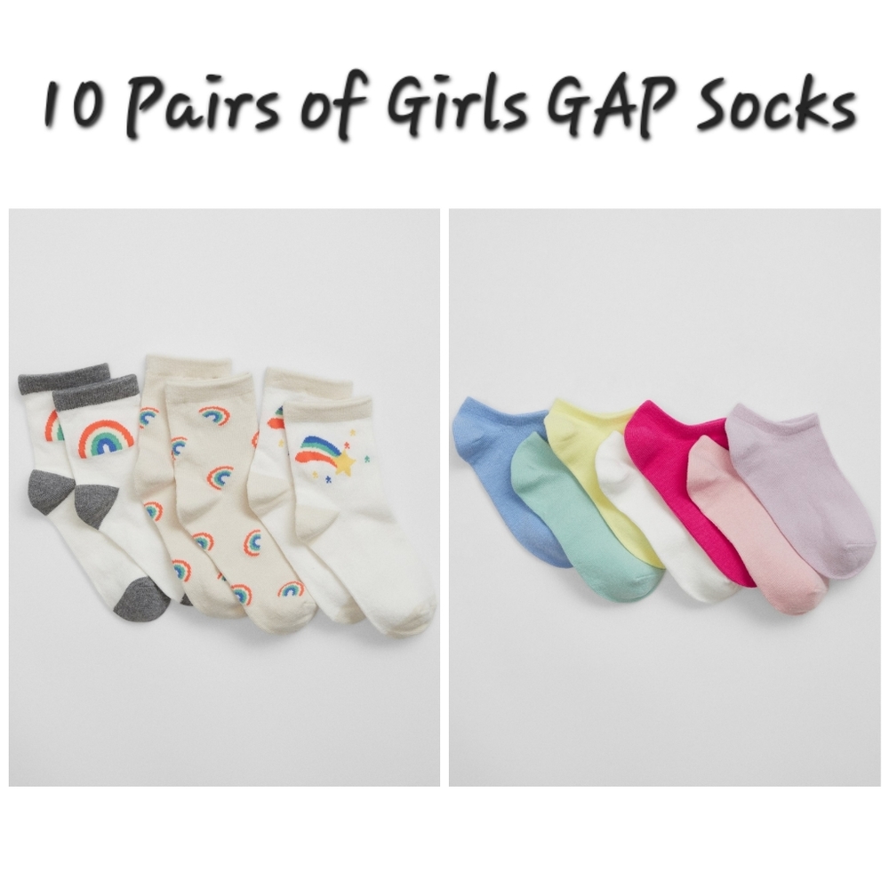 👀50% OFF - NWT‼️GAP 10 pairs of No Show & Quarter Girl's Coordinating Socks